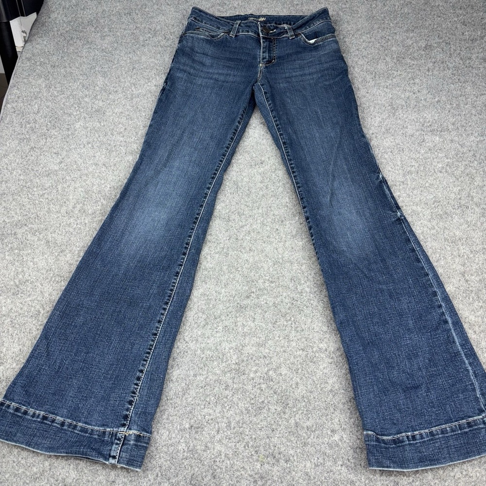 Wrangler Rock 47 Jeans Womens 5x36 Blue Low Rise Flare Bootcut Western Stretch